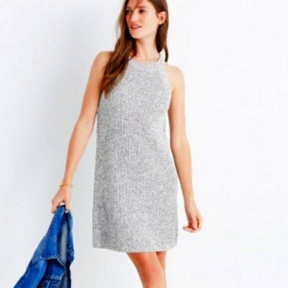 Madewell Dresses & Skirts - Madewell Gray Valley Pullover Crew Neck Sweater Woven Knit Tank Mini Dre…